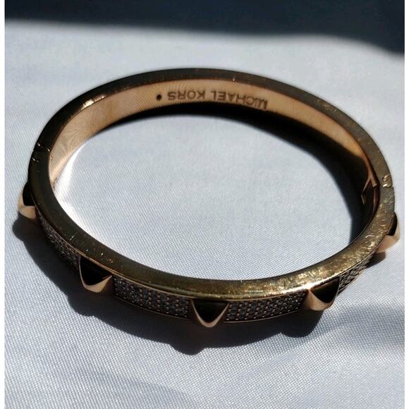 Michael Kors Bangle Pink Gold Stud Crystal Bracelet - Picture 4 of 8